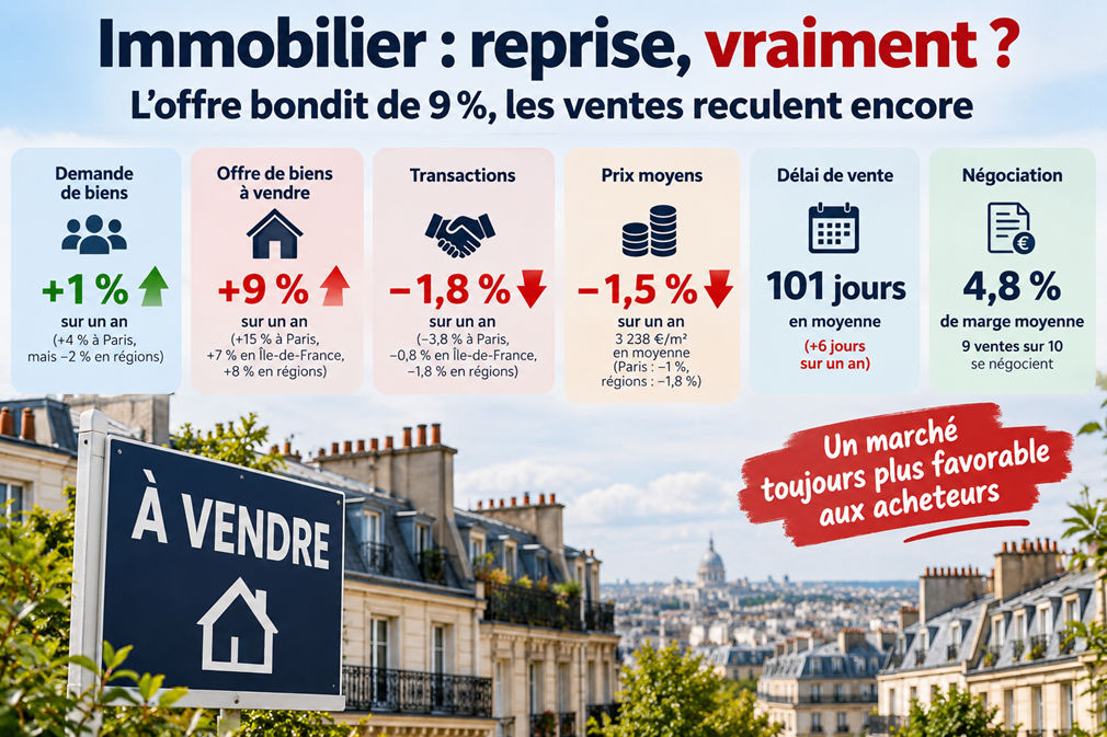 Immobilier : reprise, vraiment ? L'offre bondit de 9 %, les ventes reculent encore