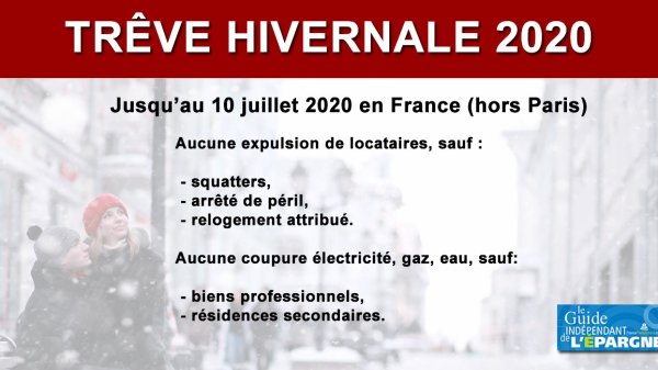 La trêve hivernale durera tout l'été 2020 sur Paris, repoussée à la fin de l'état d'urgence sanitaire ailleurs